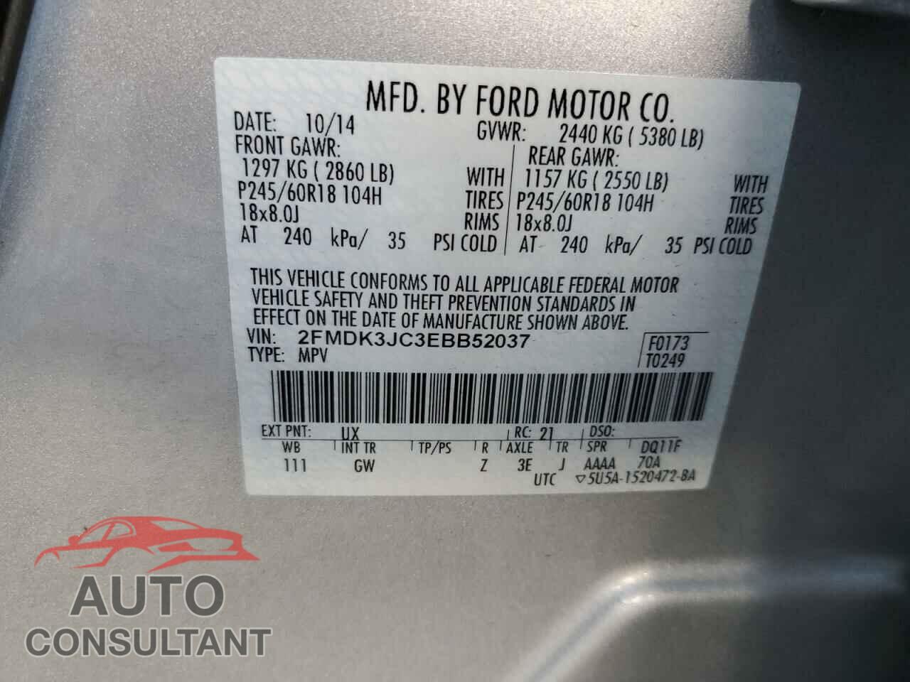 FORD EDGE 2014 - 2FMDK3JC3EBB52037