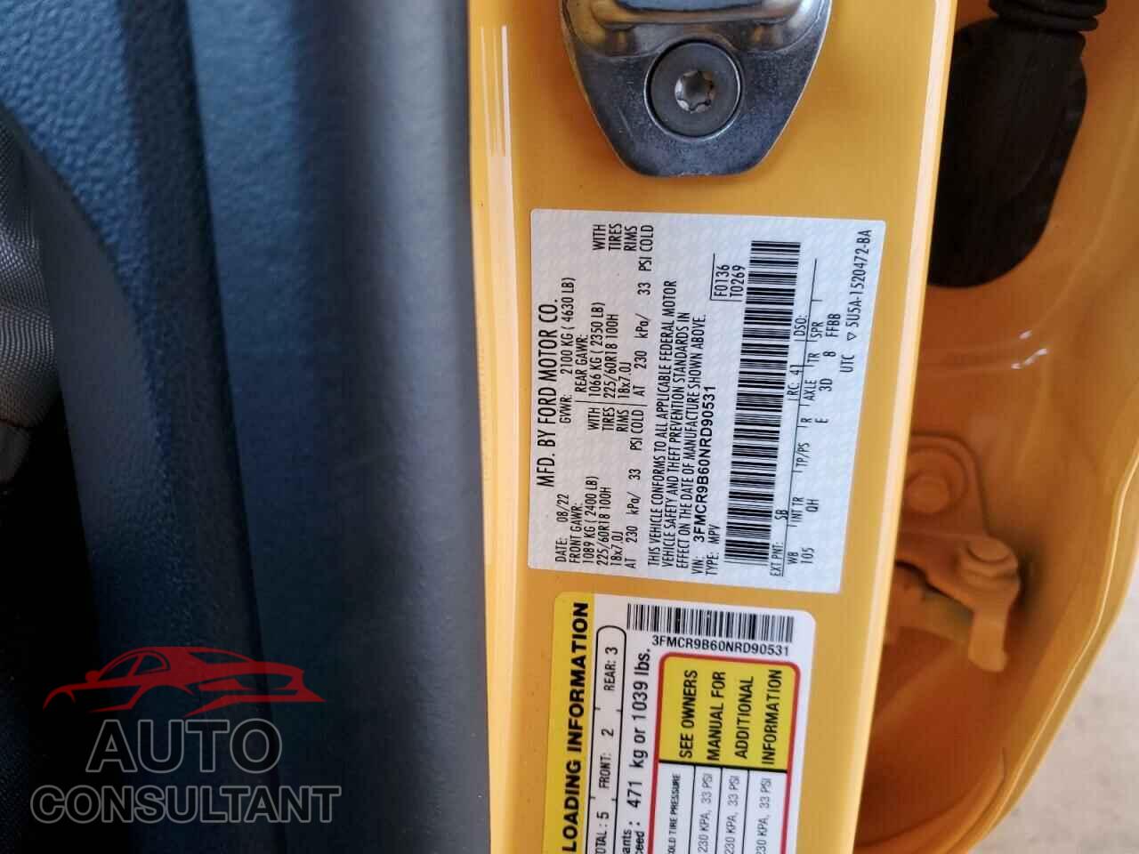 FORD BRONCO 2022 - 3FMCR9B60NRD90531