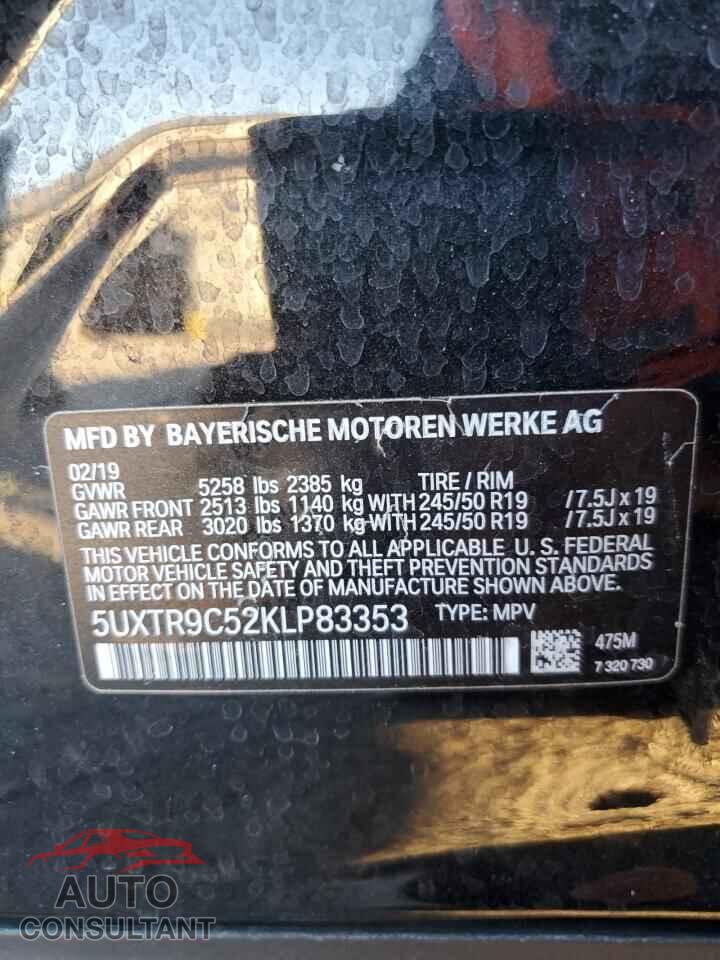 BMW X3 2019 - 5UXTR9C52KLP83353