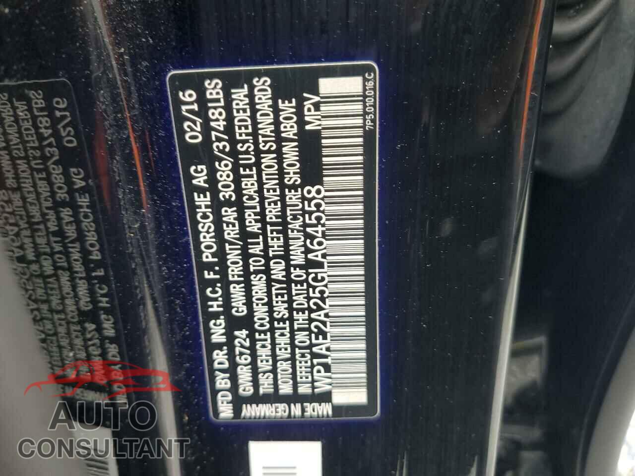 PORSCHE CAYENNE 2016 - WP1AE2A25GLA64558