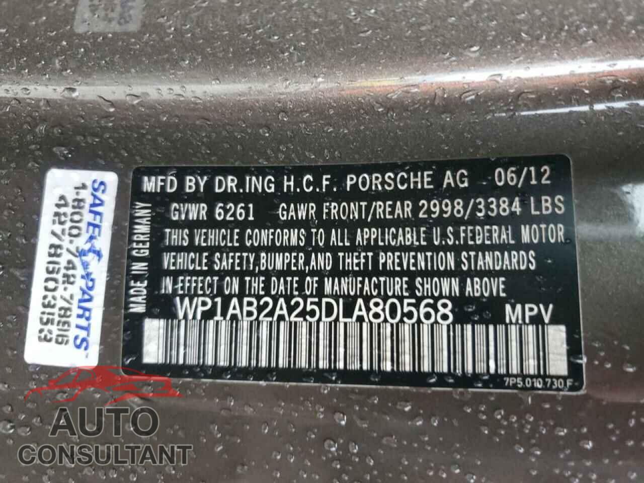 PORSCHE CAYENNE 2013 - WP1AB2A25DLA80568