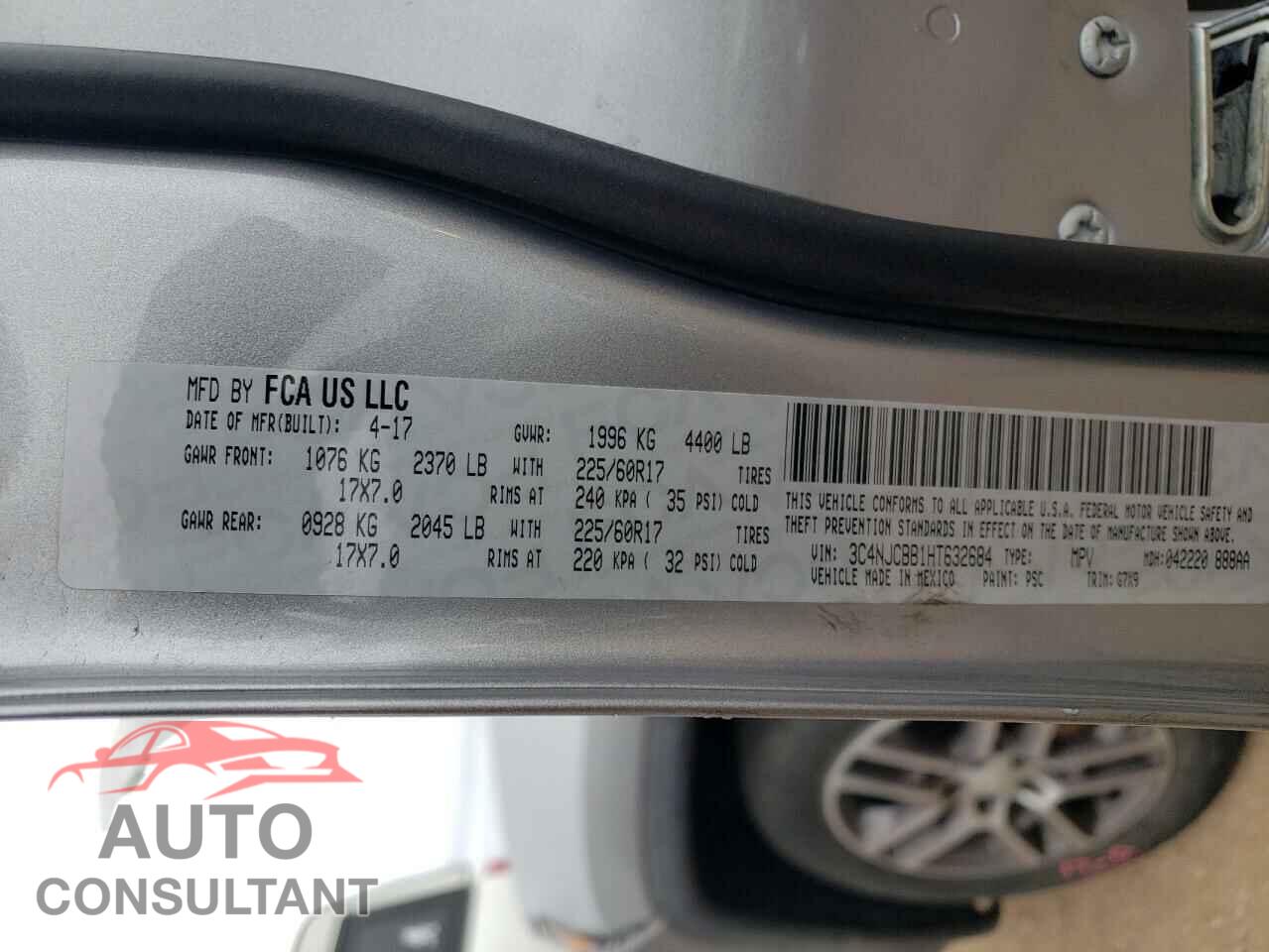 JEEP COMPASS 2017 - 3C4NJCBB1HT632684
