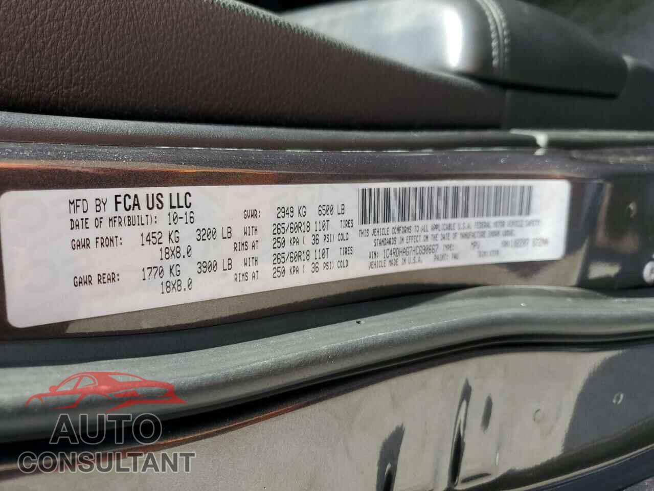 DODGE DURANGO 2017 - 1C4RDHAG7HC690667