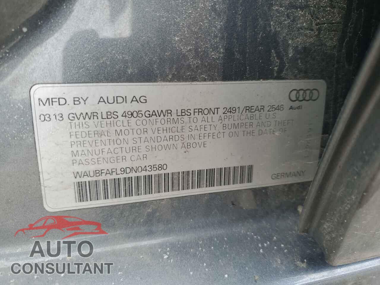 AUDI A4 2013 - WAUBFAFL9DN043580