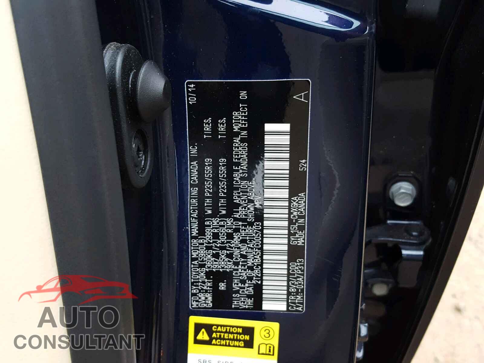LEXUS RX 450 2015 - 2T2BC1BA5FC005703