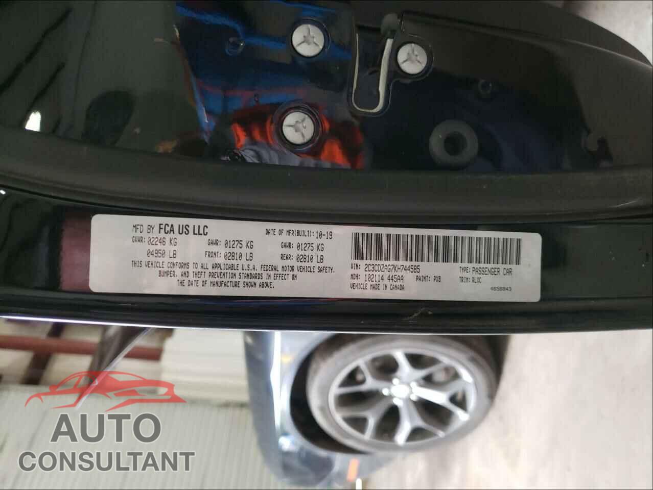 DODGE CHALLENGER 2019 - 2C3CDZAG7KH744585