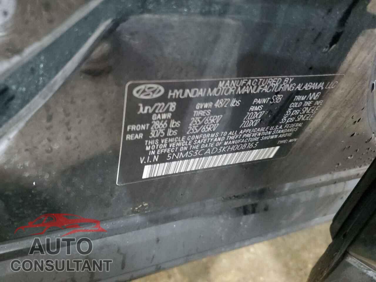 HYUNDAI SANTA FE 2019 - 5NMS3CAD3KH008163