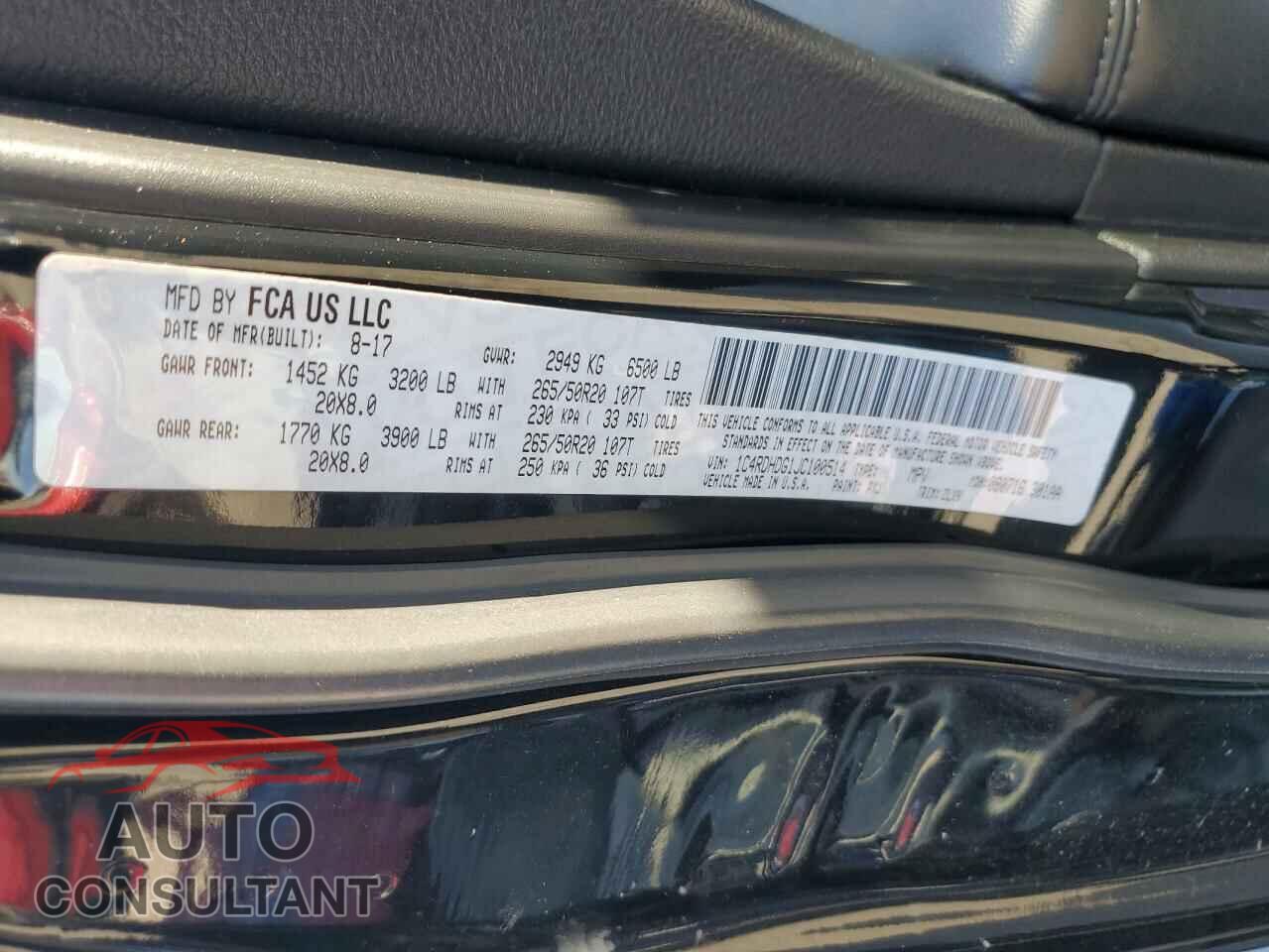 DODGE DURANGO 2018 - 1C4RDHDG1JC100514