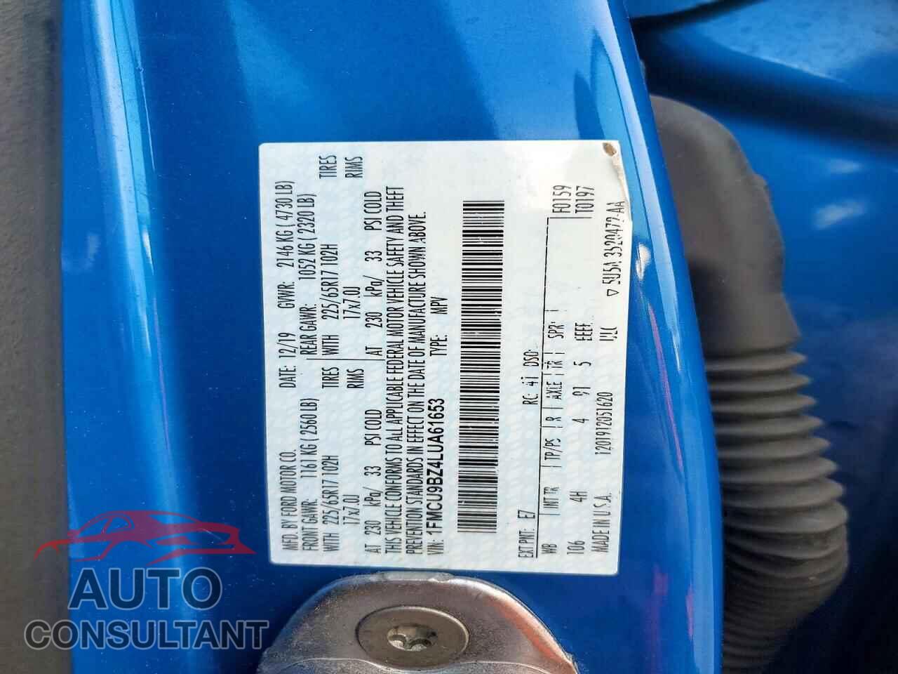 FORD ESCAPE 2020 - 1FMCU9BZ4LUA61653