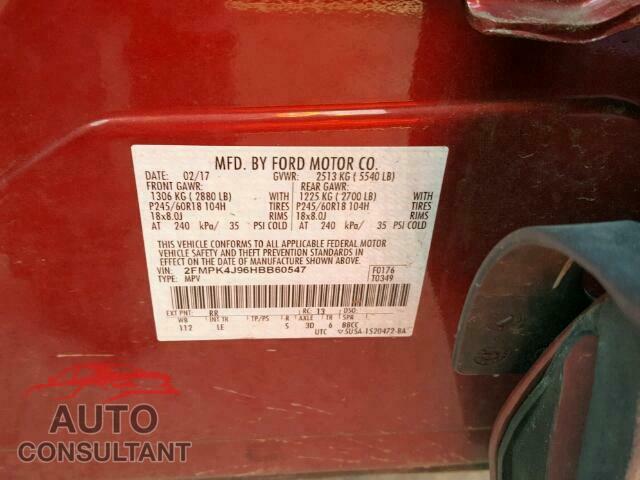 FORD EDGE SEL 2017 - 2FMPK4J96HBB60547