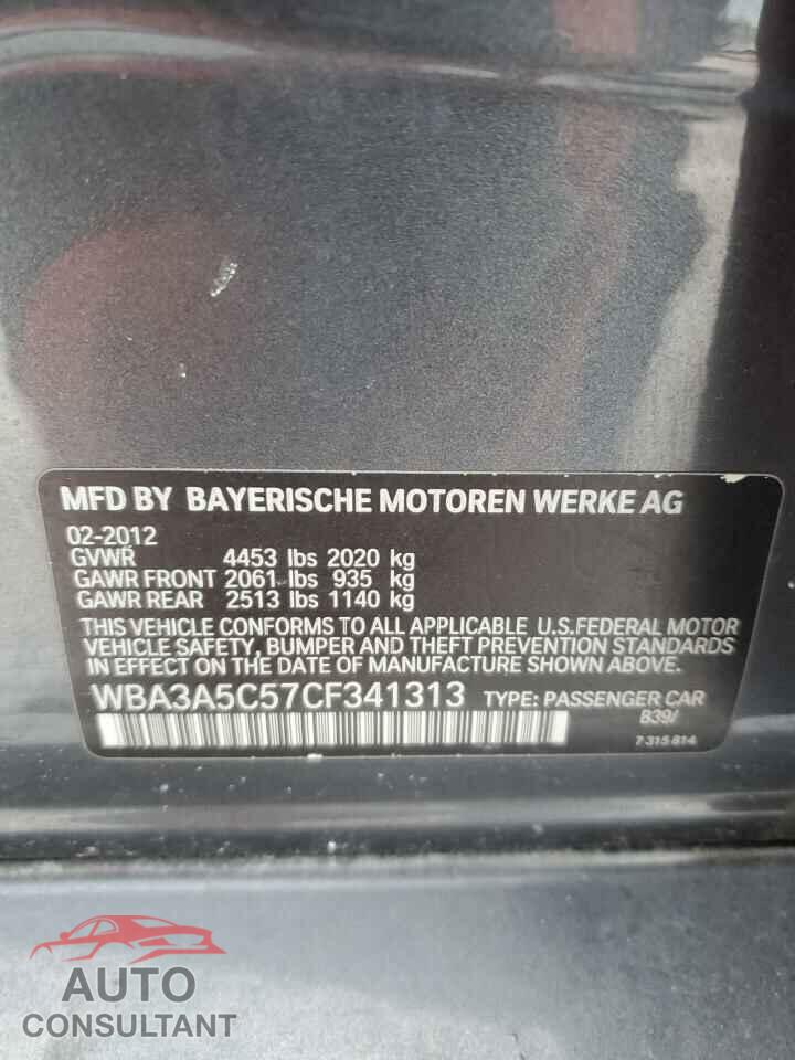 BMW 3 SERIES 2012 - WBA3A5C57CF341313