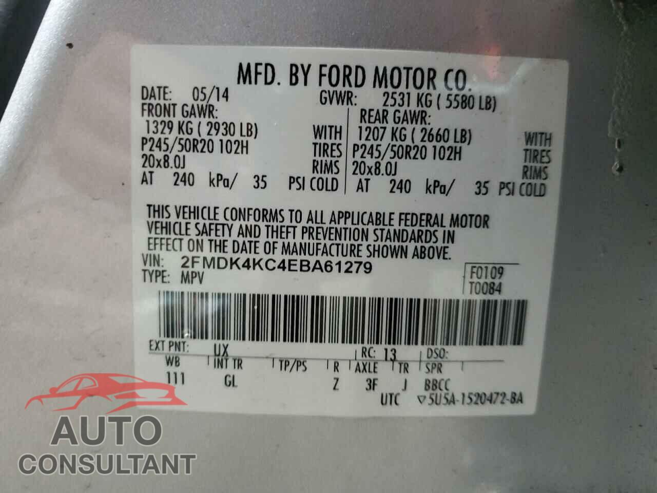 FORD EDGE 2014 - 2FMDK4KC4EBA61279
