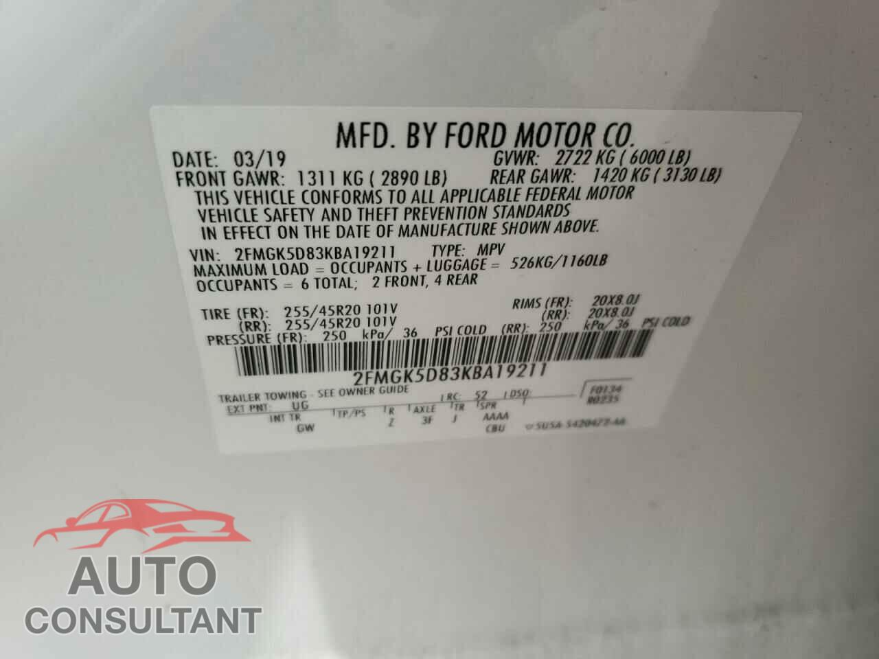 FORD FLEX 2019 - 2FMGK5D83KBA19211