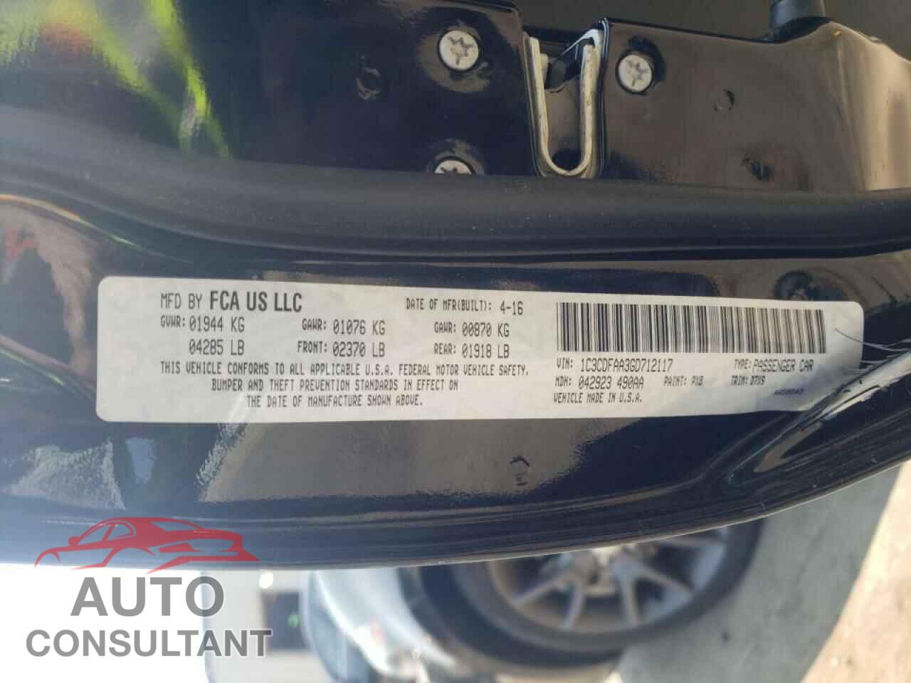 DODGE DART 2016 - 1C3CDFAA3GD712117