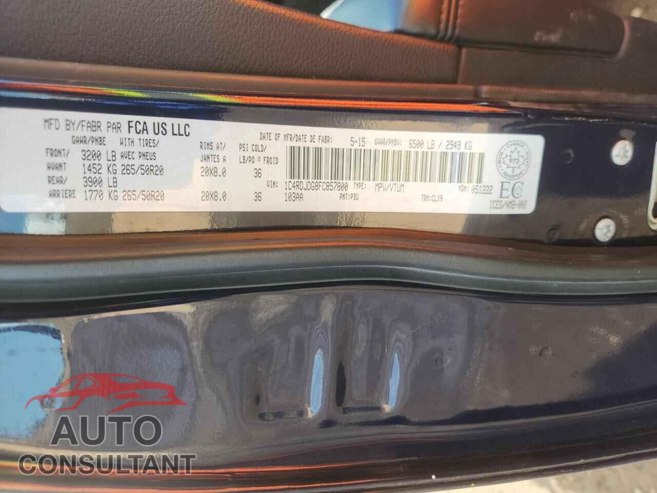 DODGE DURANGO 2015 - 1C4RDJDG8FC857800