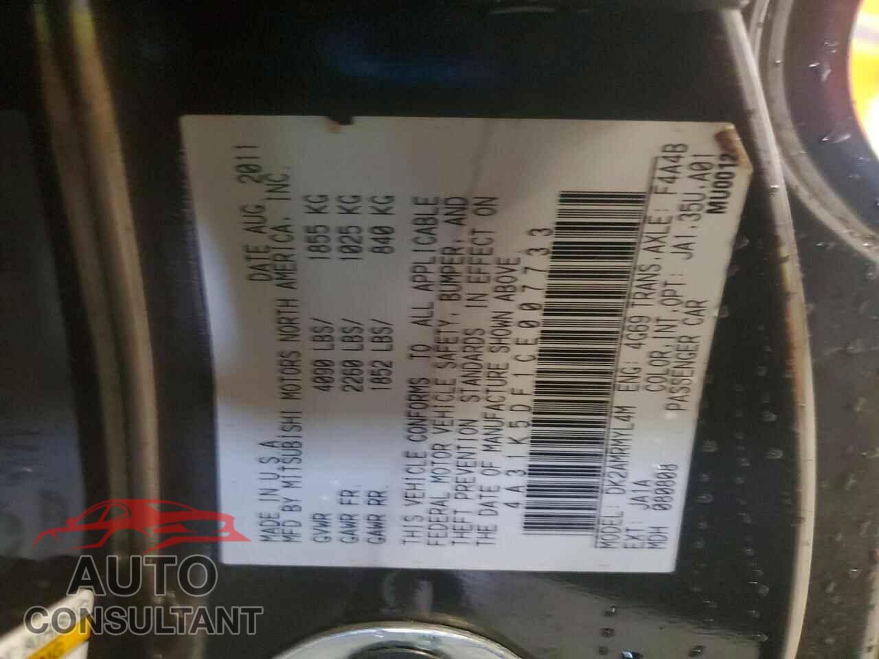 MITSUBISHI ECLIPSE 2012 - 4A31K5DF1CE007733