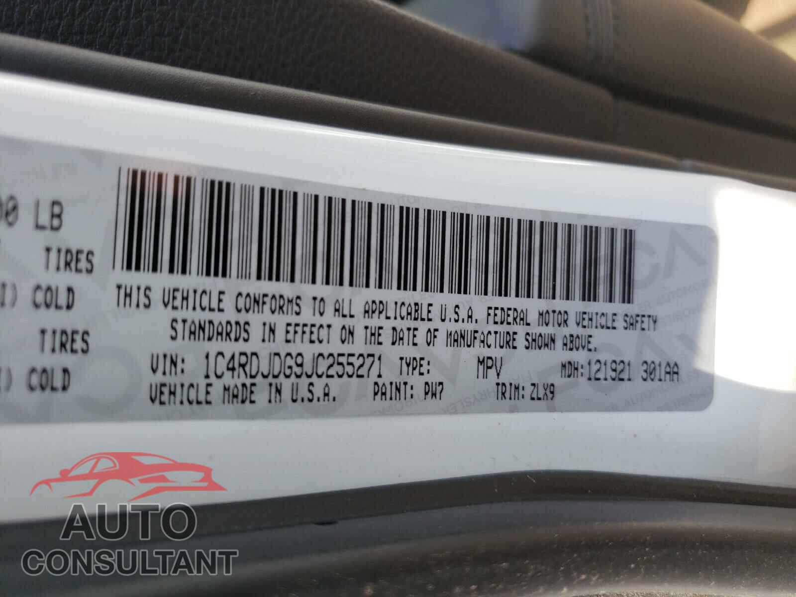 DODGE DURANGO 2018 - 1C4RDJDG9JC255271