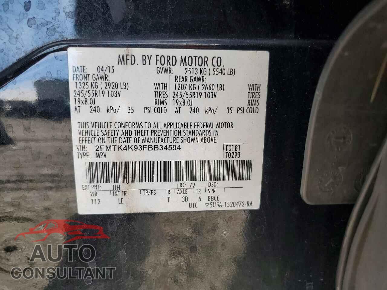 FORD EDGE 2015 - 2FMTK4K93FBB34594