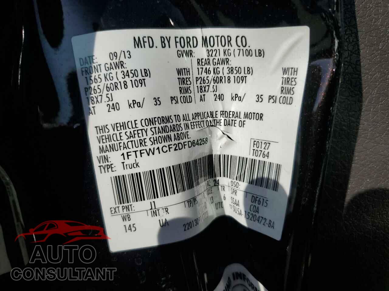 FORD F-150 2013 - 1FTFW1CF2DFD64258
