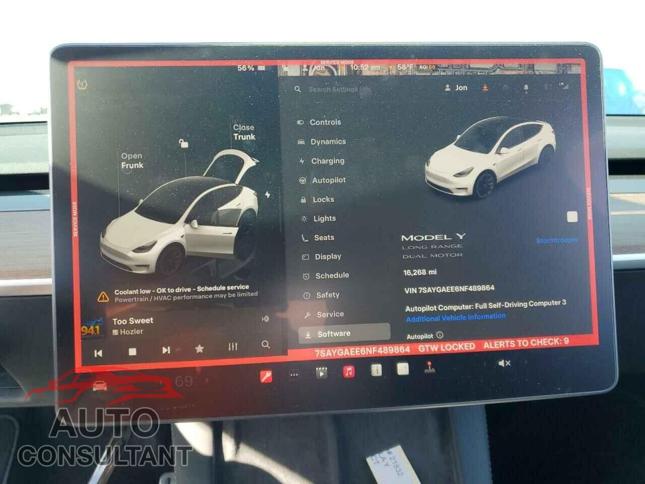TESLA MODEL Y 2022 - 7SAYGAEE6NF489864
