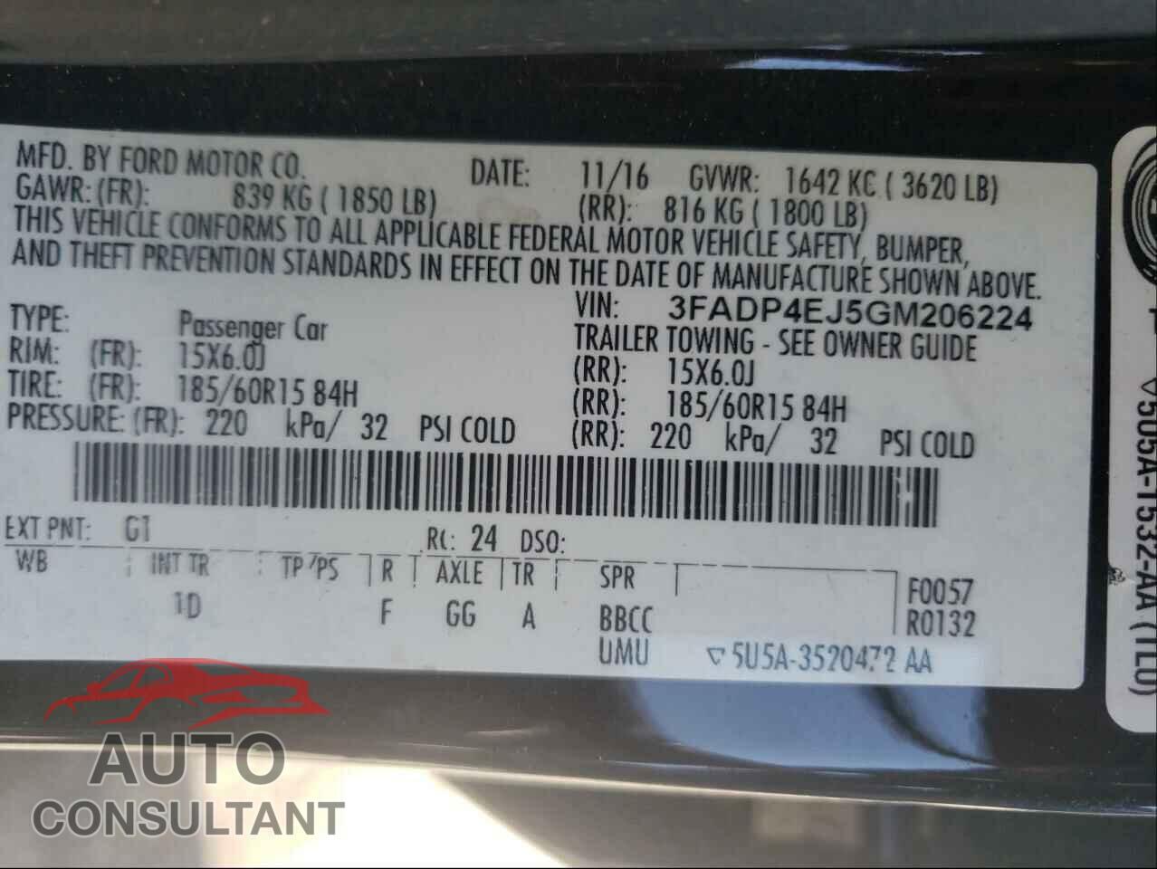 FORD FIESTA 2016 - 3FADP4EJ5GM206224