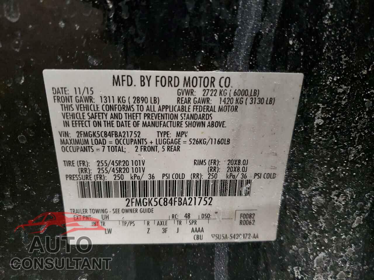 FORD FLEX 2015 - 2FMGK5C84FBA21752