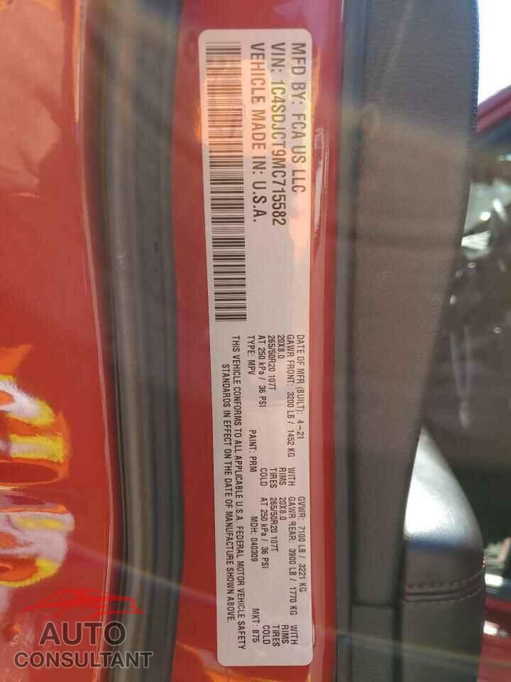 DODGE DURANGO 2021 - 1C4SDJCT9MC715582