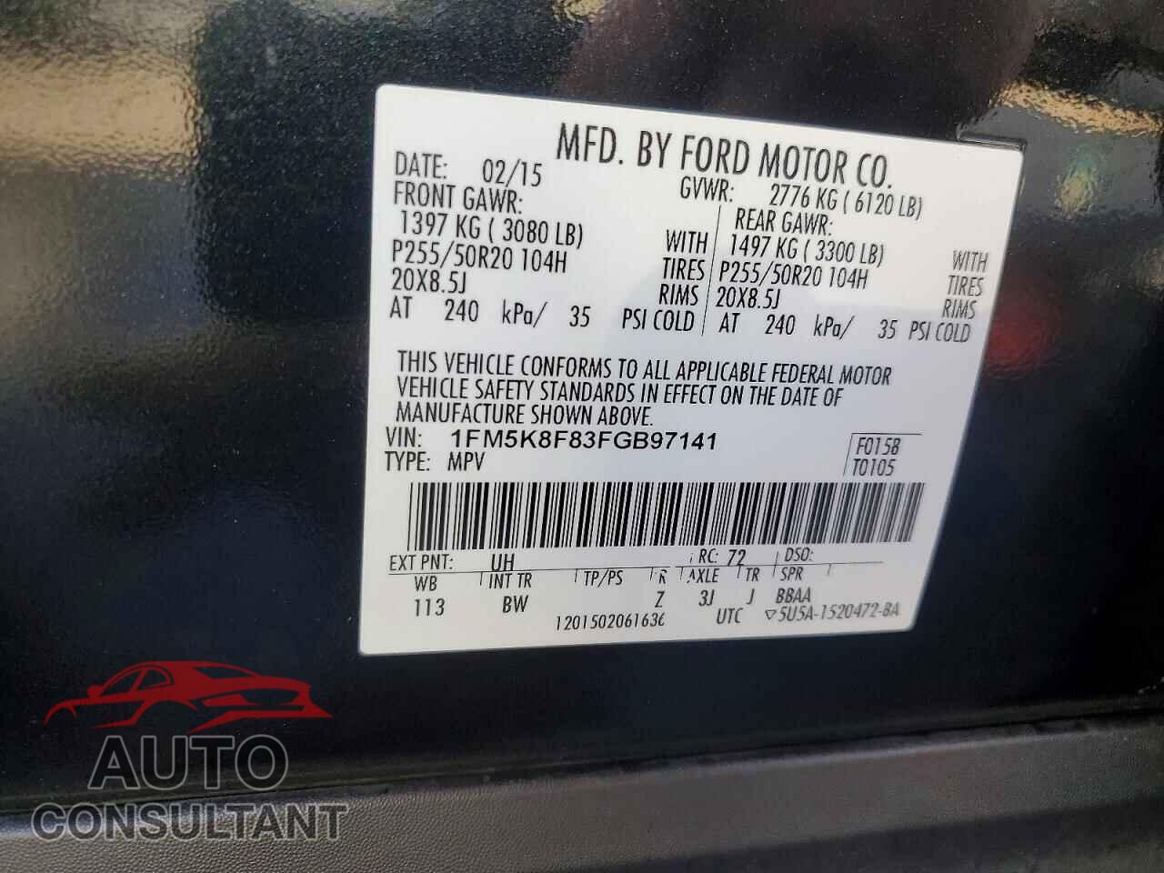 FORD EXPLORER 2015 - 1FM5K8F83FGB97141