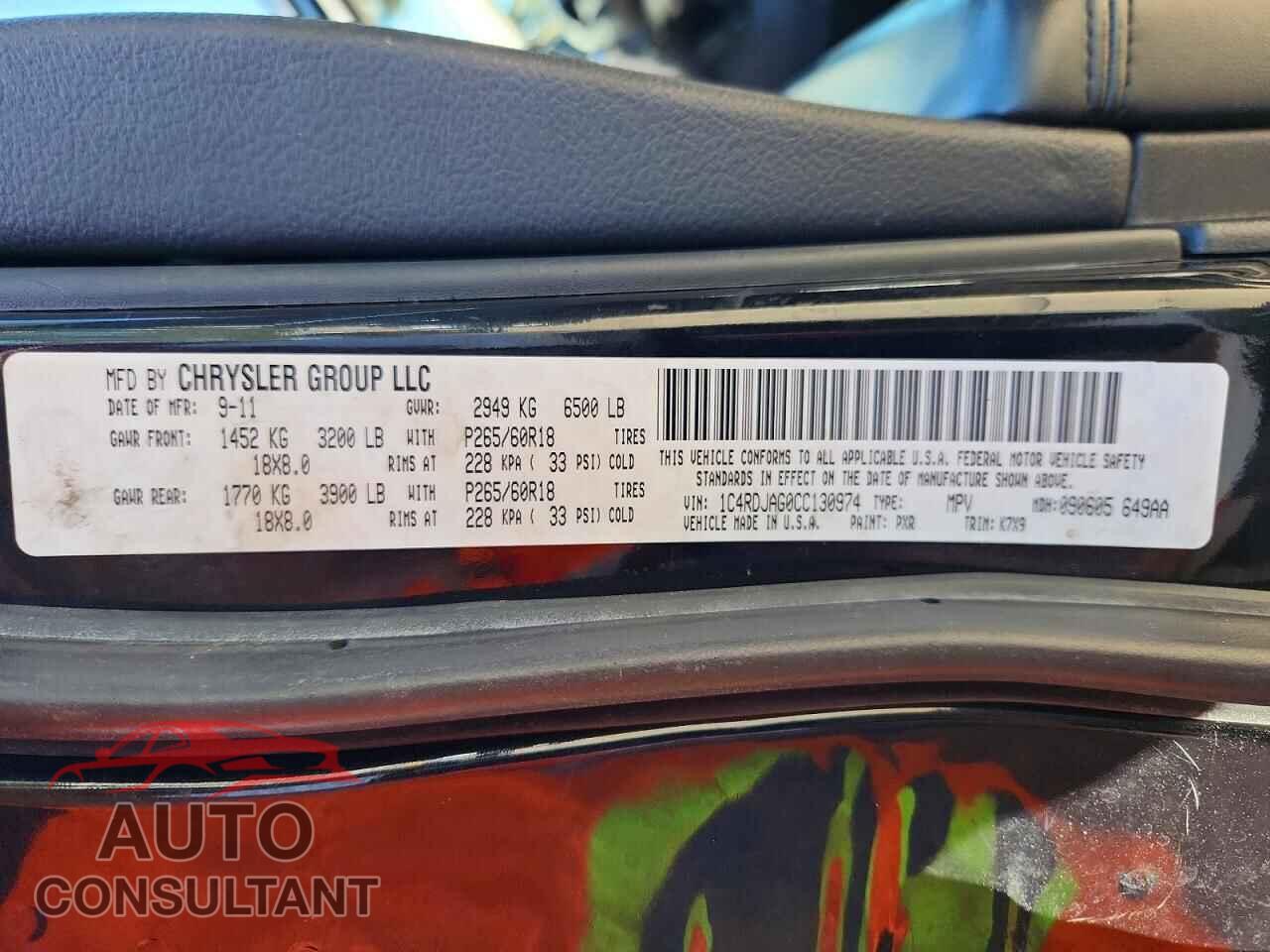 DODGE DURANGO 2012 - 1C4RDJAG0CC130974