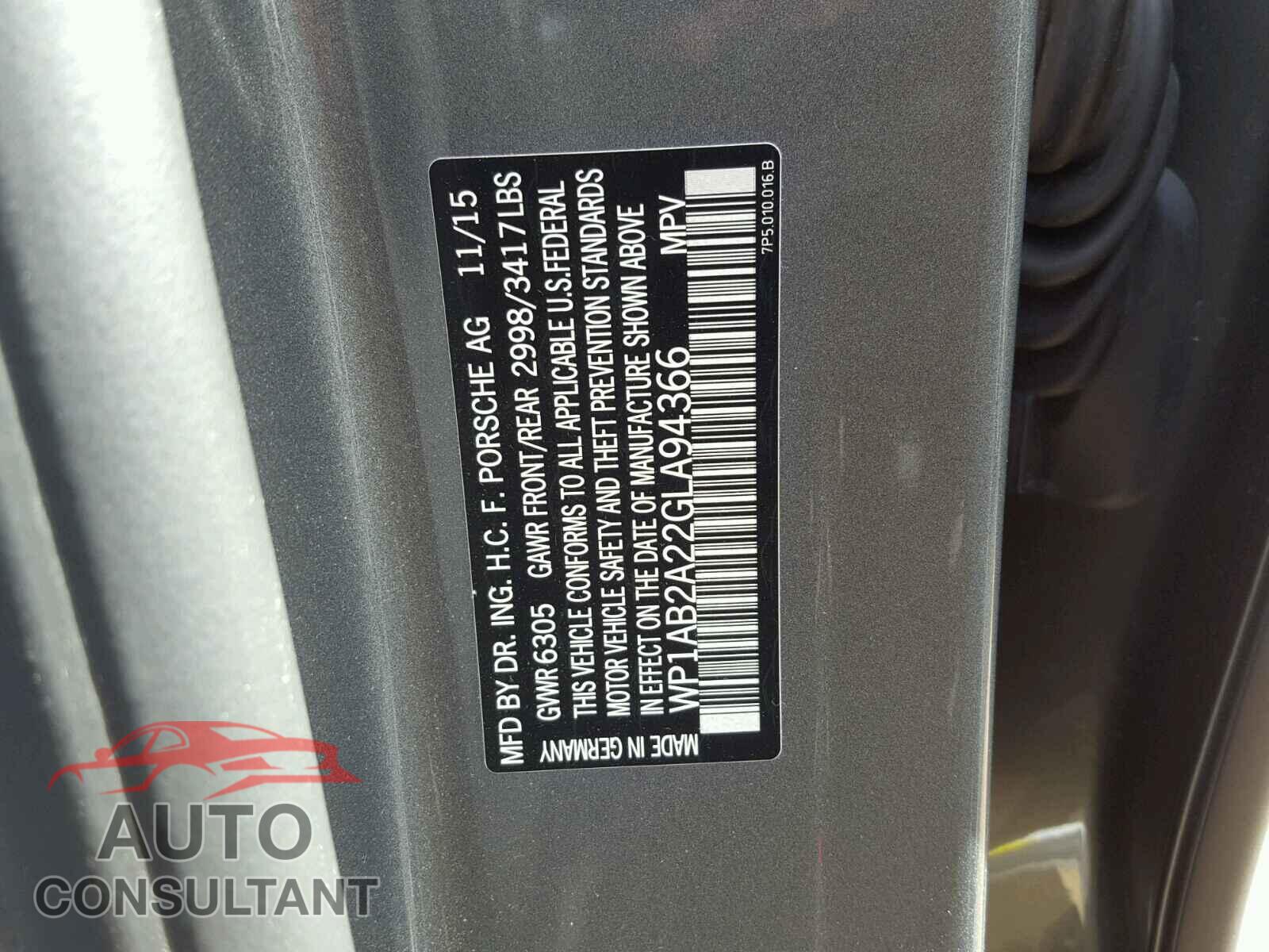 PORSCHE CAYENNE S 2016 - WP1AB2A22GLA94366
