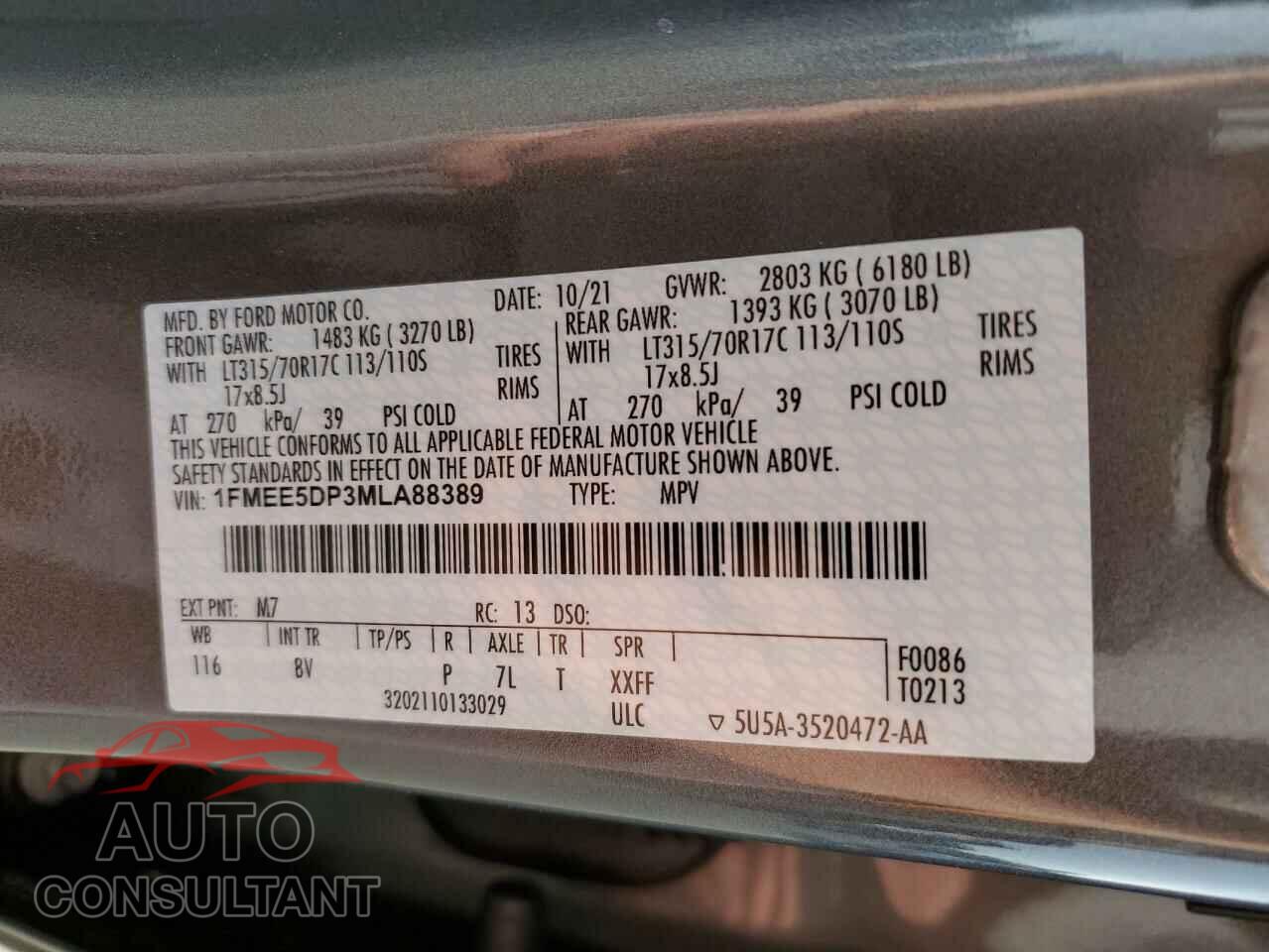 FORD BRONCO 2021 - 1FMEE5DP3MLA88389