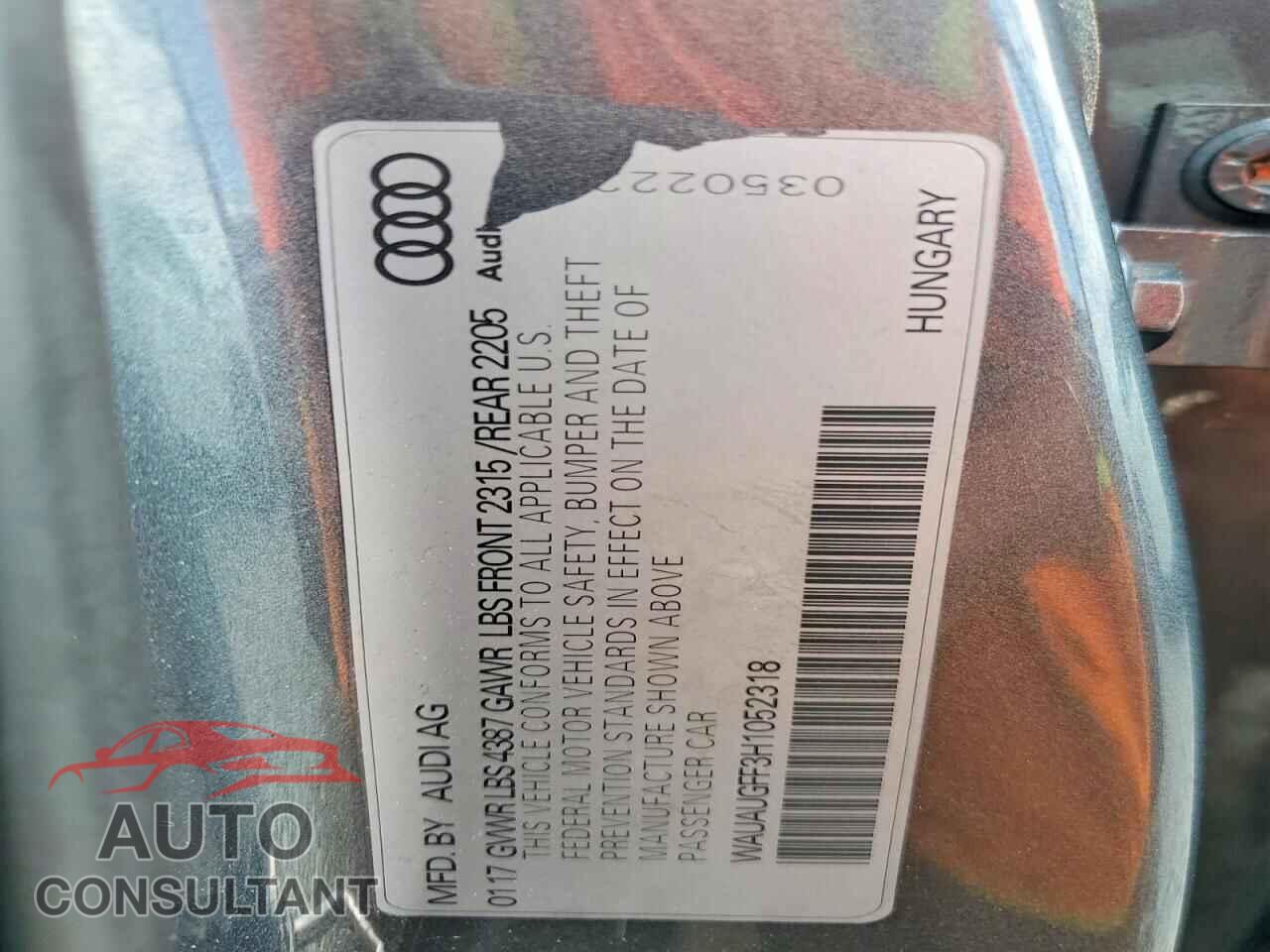 AUDI A3 2017 - WAUAUGFF3H1052318