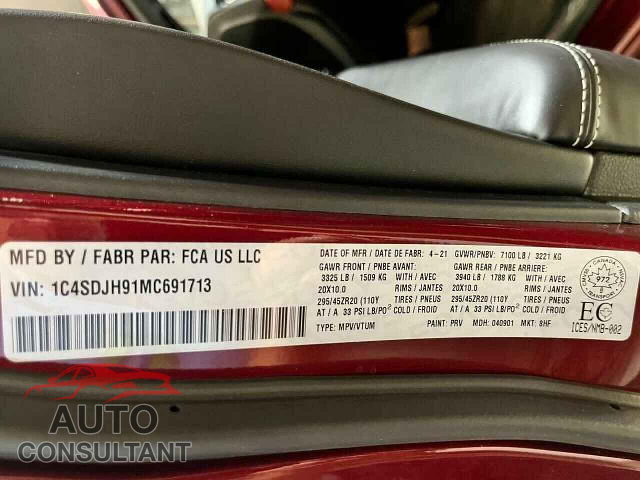 DODGE DURANGO 2021 - 1C4SDJH91MC691713