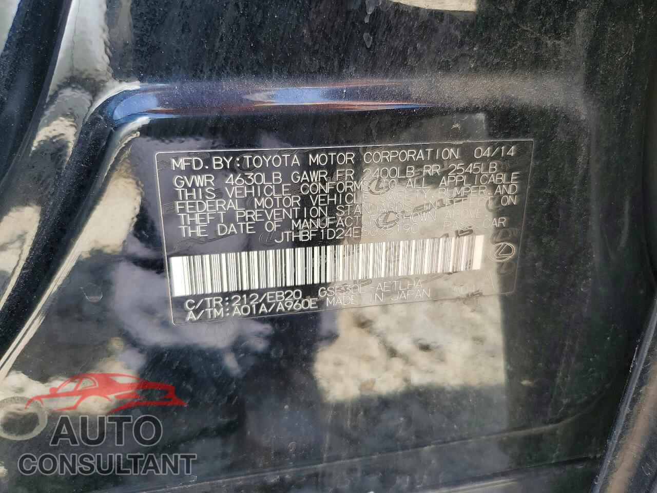 LEXUS IS 2014 - JTHBF1D24E5035190