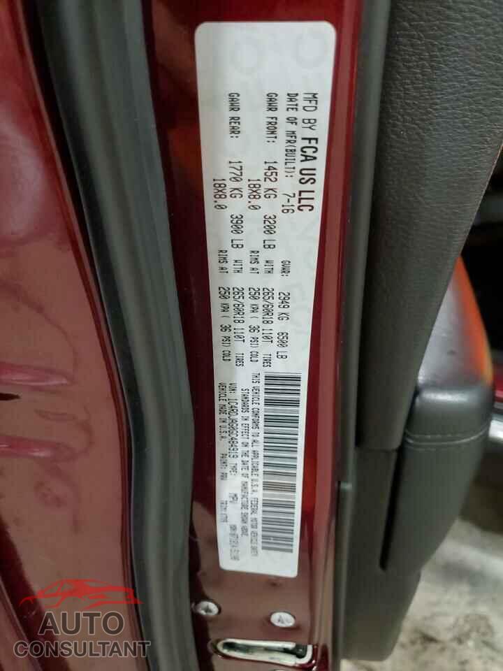 DODGE DURANGO 2016 - 1C4RDJAG0GC484919