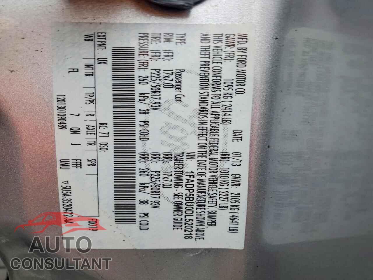 FORD CMAX 2013 - 1FADP5BU0DL520218