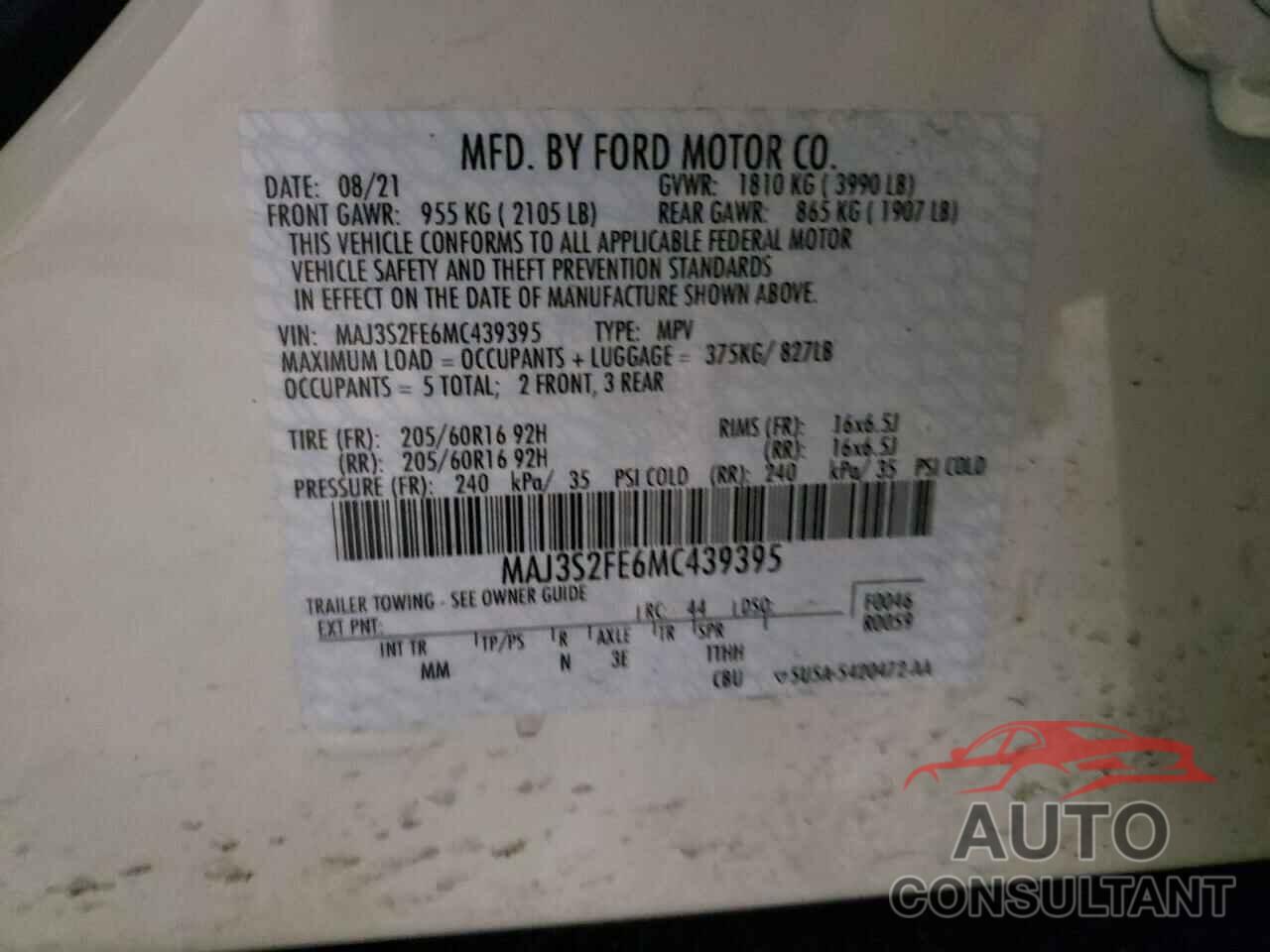 FORD ALL OTHER 2021 - MAJ3S2FE6MC439395