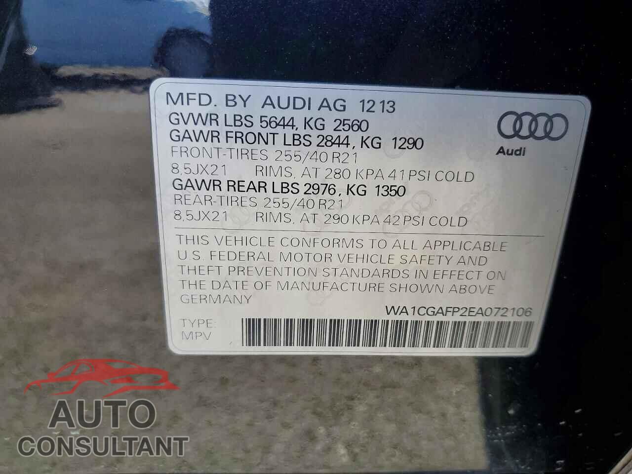 AUDI SQ5 2014 - WA1CGAFP2EA072106