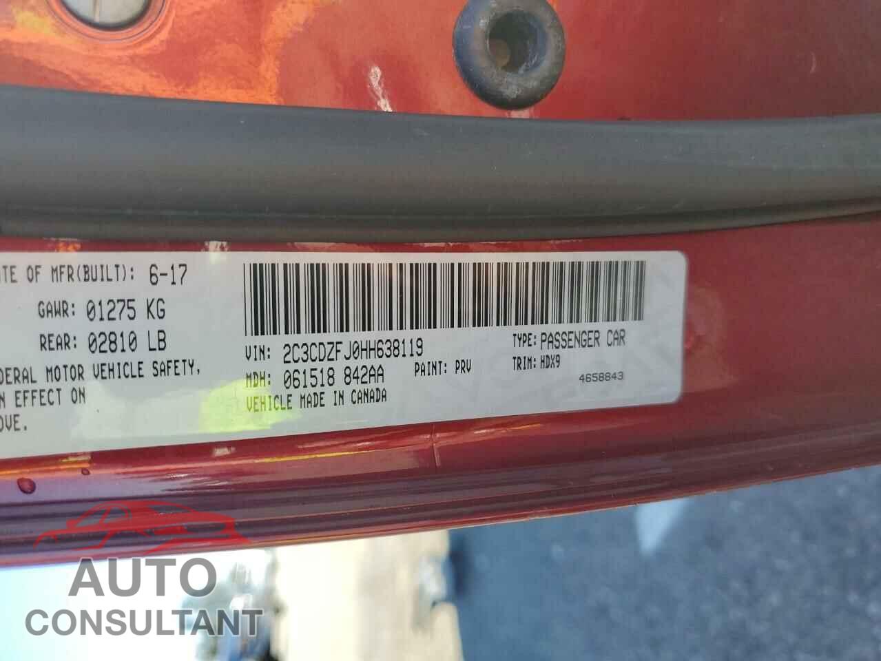 DODGE CHALLENGER 2017 - 2C3CDZFJ0HH638119