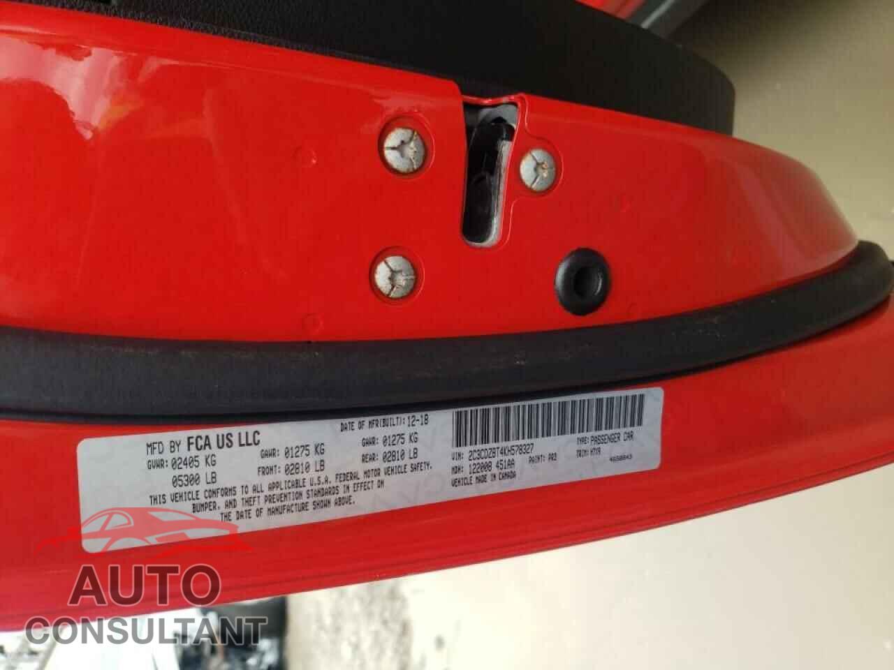 DODGE CHALLENGER 2019 - 2C3CDZBT4KH578327