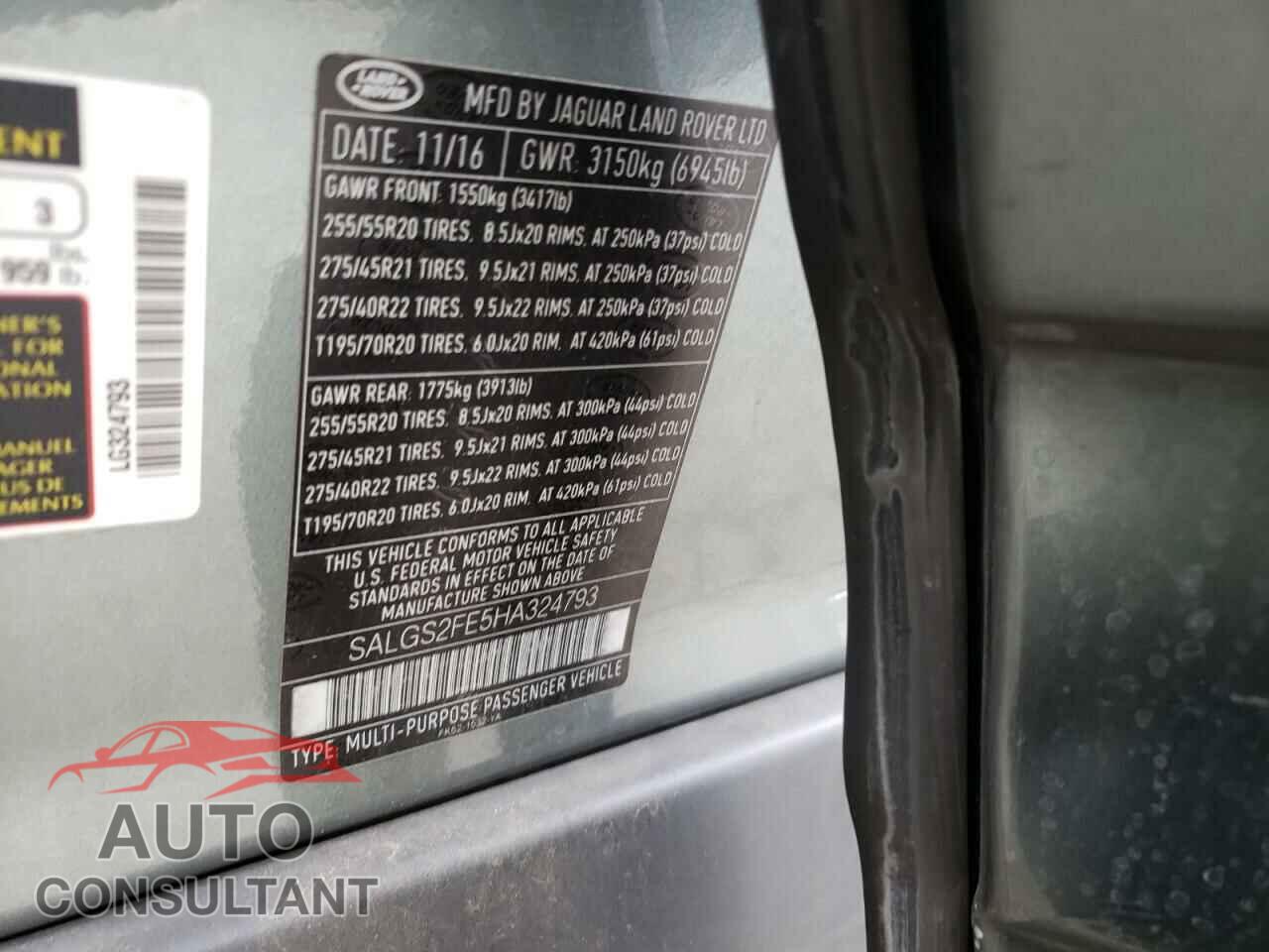 LAND ROVER RANGEROVER 2017 - SALGS2FE5HA324793
