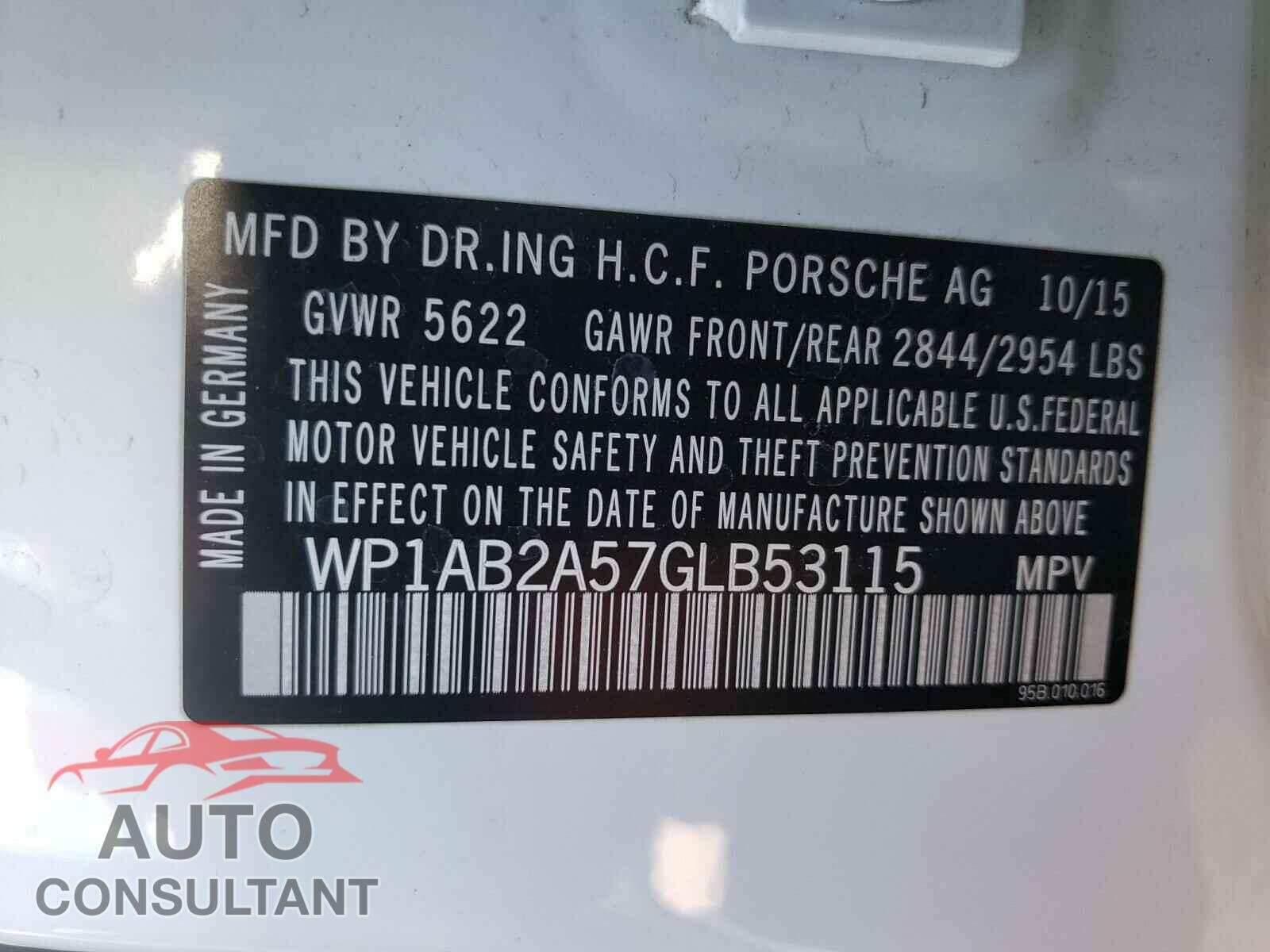 PORSCHE MACAN 2016 - WP1AB2A57GLB53115