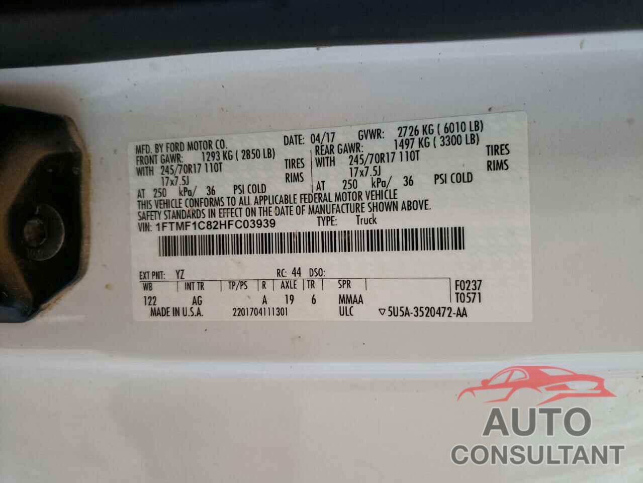FORD All Models 2017 - 1FTMF1C82HFC03939