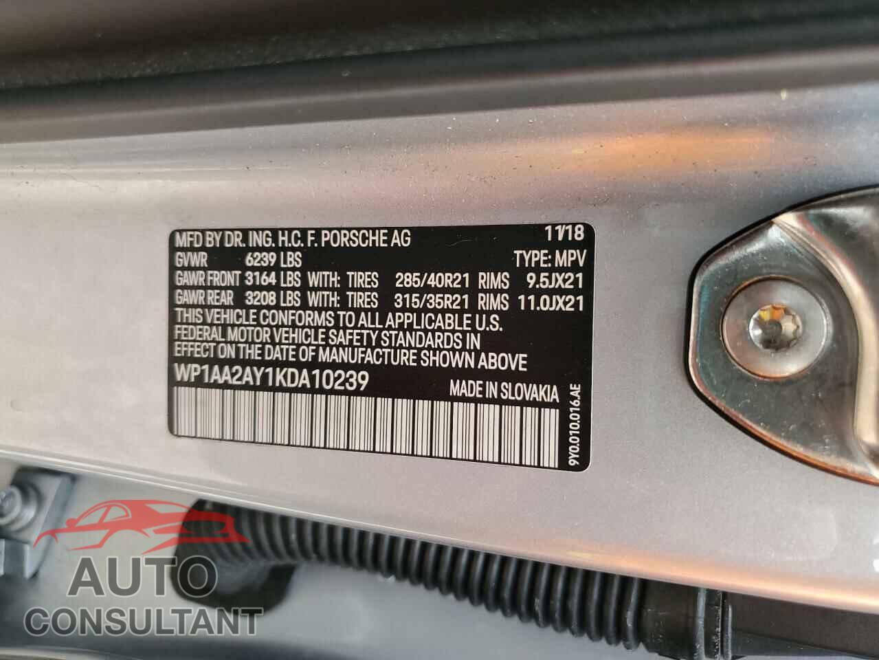 PORSCHE CAYENNE 2019 - WP1AA2AY1KDA10239