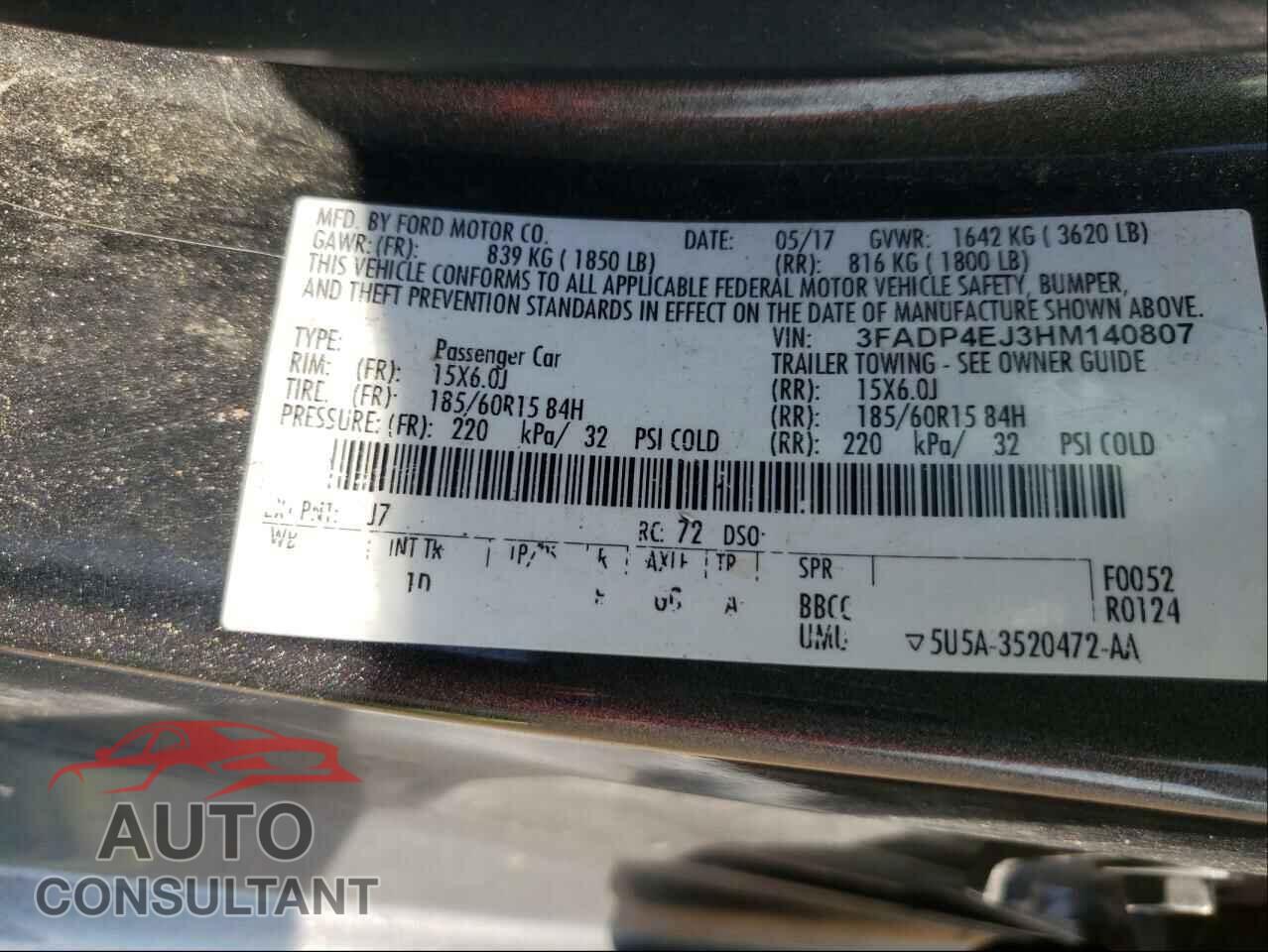FORD FIESTA 2017 - 3FADP4EJ3HM140807