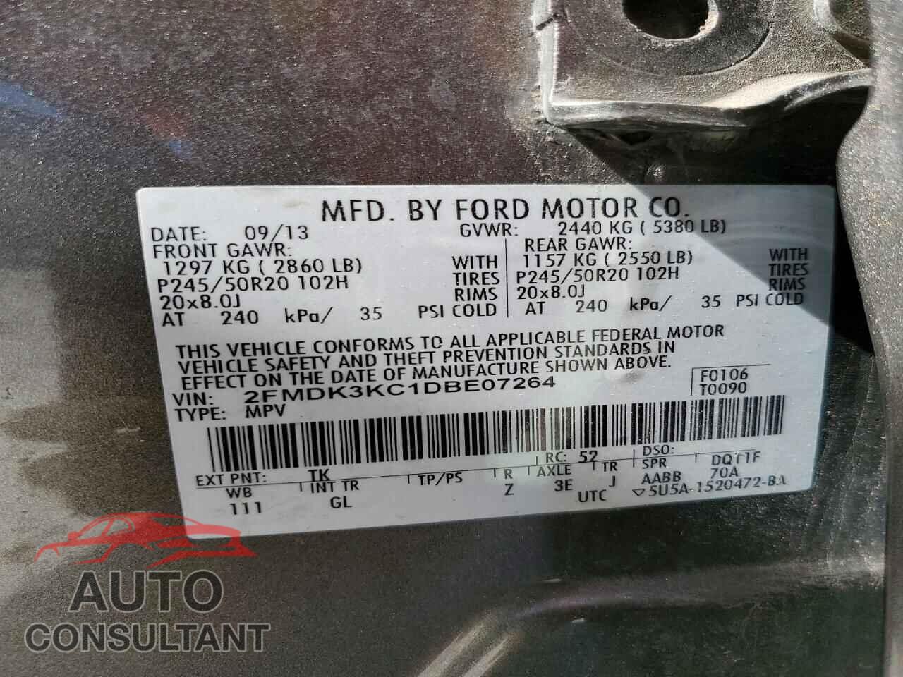 FORD EDGE 2013 - 2FMDK3KC1DBE07264