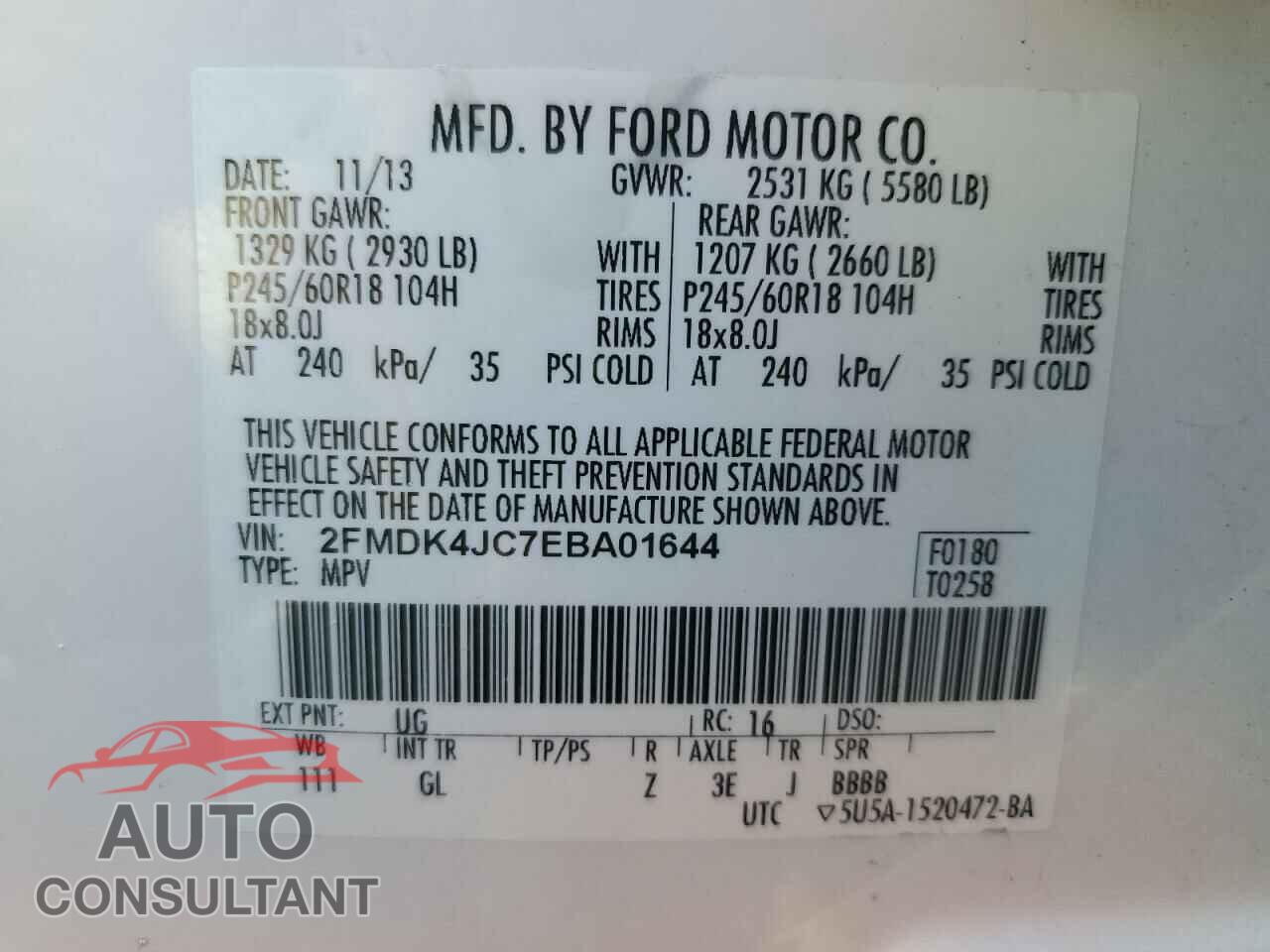 FORD EDGE 2014 - 2FMDK4JC7EBA01644