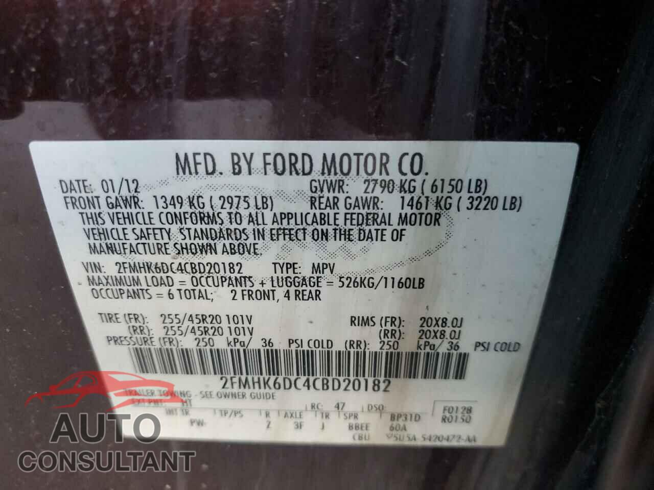 FORD FLEX 2012 - 2FMHK6DC4CBD20182