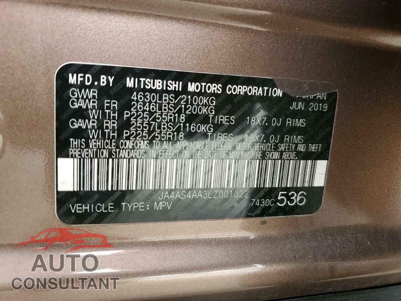 MITSUBISHI ECLIPSE 2020 - JA4AS4AA3LZ001022