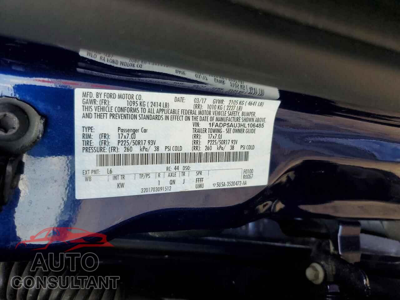 FORD CMAX 2017 - 1FADP5AU3HL106485